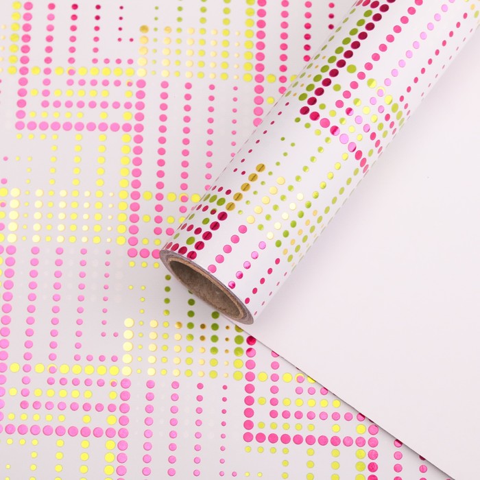 Бумага для декорирования "Калейдоскоп", металлизированная, белый, 0,7 х 10 м