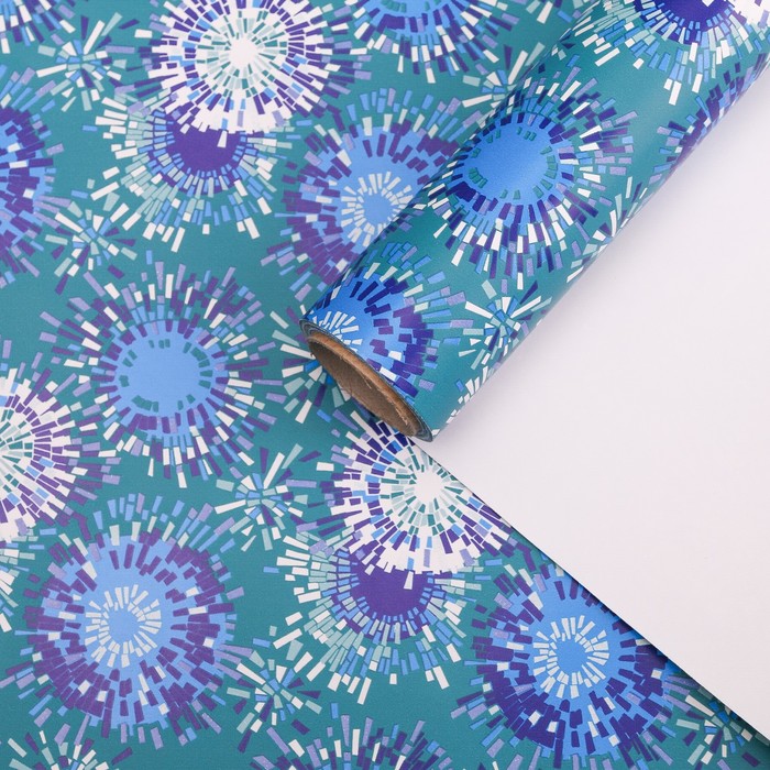 Бумага для декорирования крафт "Фейерверк", синий, 0,7 х 10 м