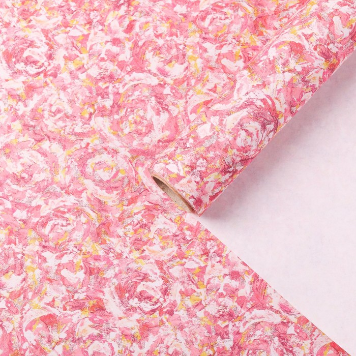 Бумага для декорирования крафт, "Импрессионизм", сливовый, 0,7 х 10 м