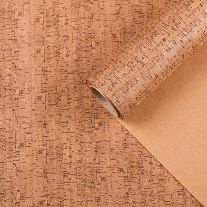 Бумага для декорирования крафт, "Пробка", бежево-серый, 0,7 х 10 м