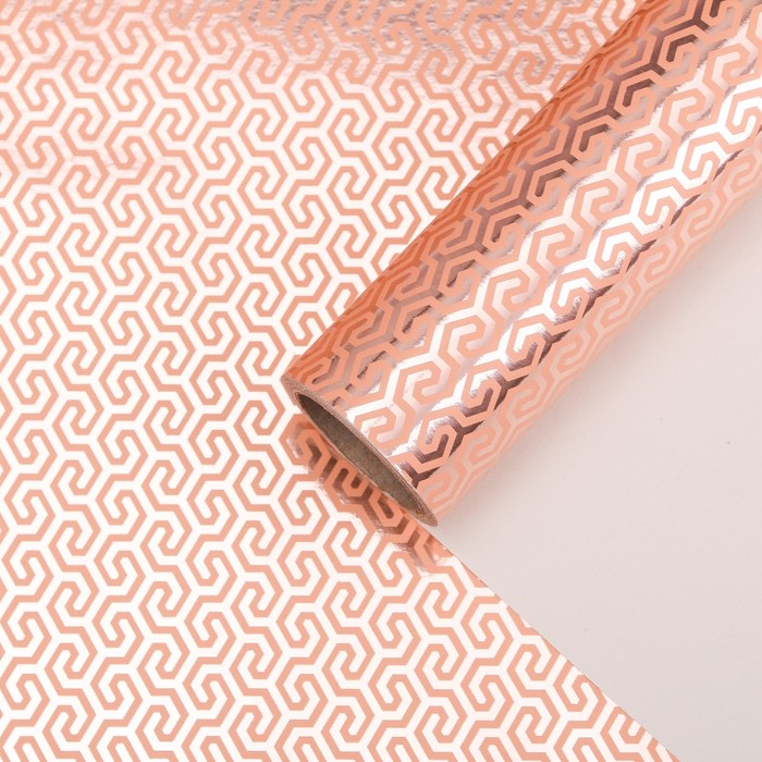 Бумага для декорирования, "Зимний узор", металлизированная, медный, 0,7 х 10 м