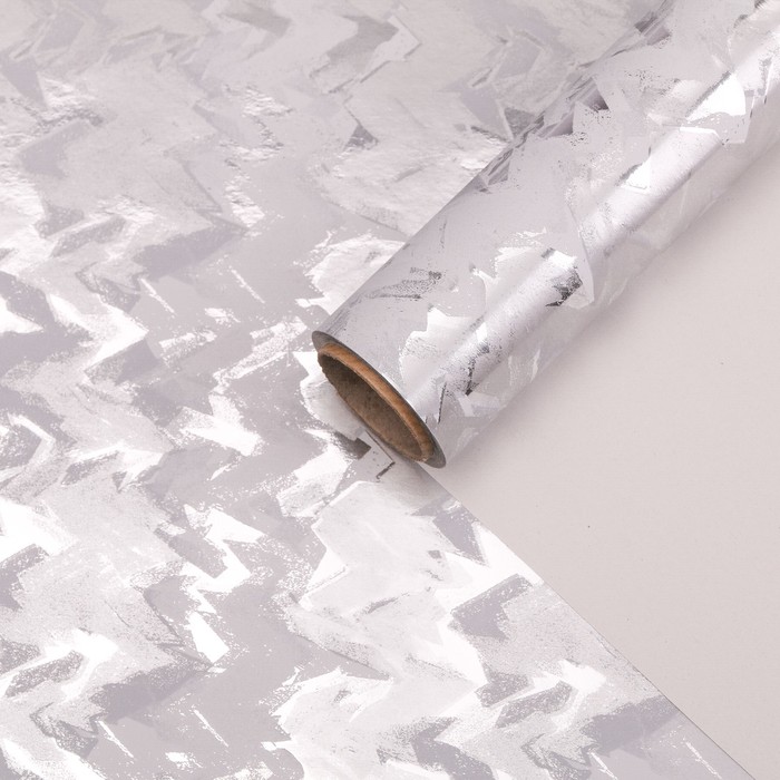 Бумага для декорирования, "Серпантин", металлизированная, серебряный, 0,7 х 10 м