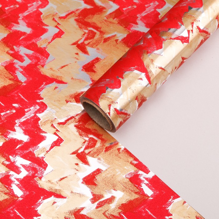 Бумага для декорирования, "Серпантин", металлизированная, красный, 0,7 х 10 м