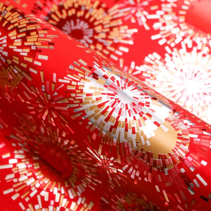 Бумага для декорирования, "Фейерверк", металлизированная, красный, 0,7 х 10 м