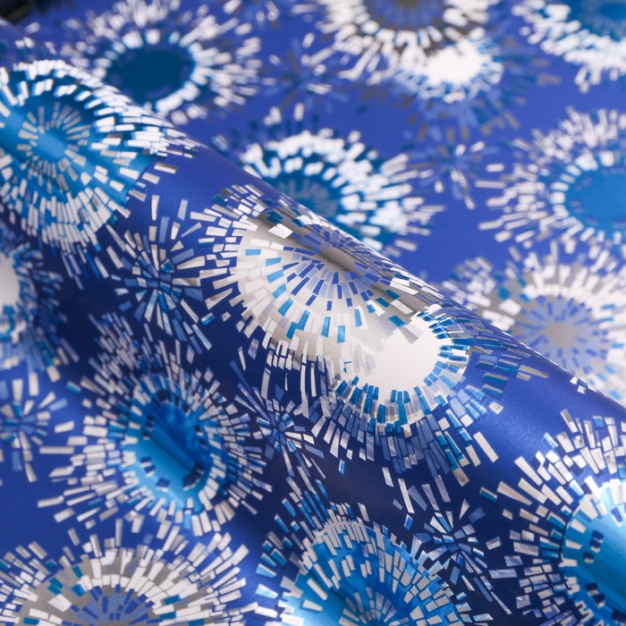 Бумага для декорирования, "Фейерверк", металлизированная, синий, 0,7 х 10 м