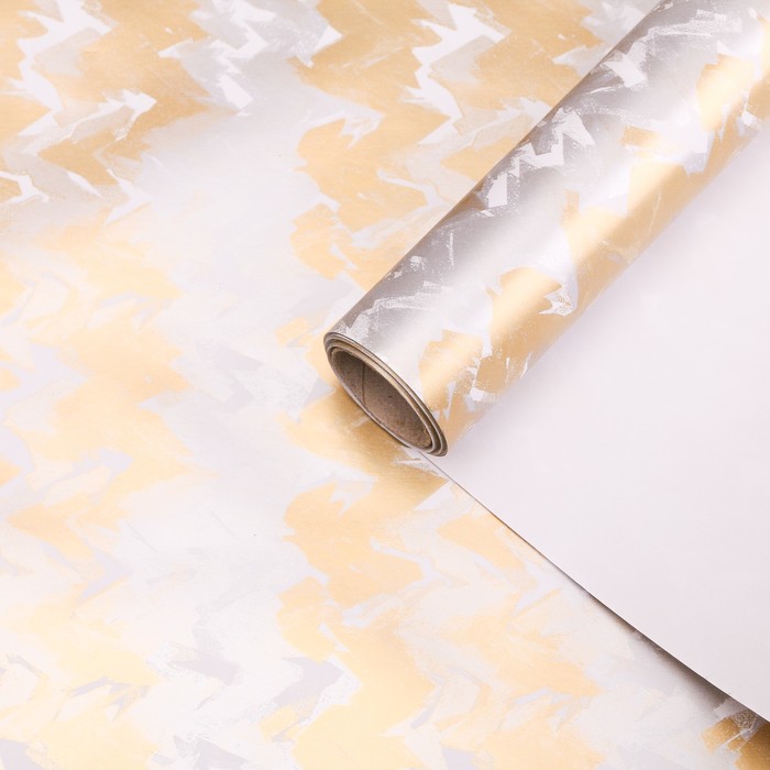 Бумага для декорирования, "Серпантин", кораллово-золотой, 0,7 х 10 м