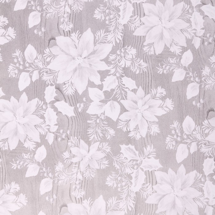 Бумага для декорирования крафт, "Зимние цветы", белый, серебряный, 0,7 х 10 м