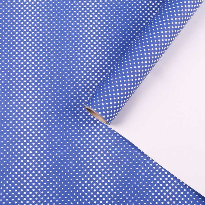 Бумага для декорирования "Горох", синий, 0,7 х 10 м