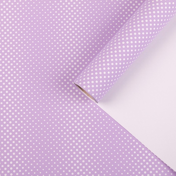 Бумага для декорирования "Горох", сиреневый, 0,7 х 10 м