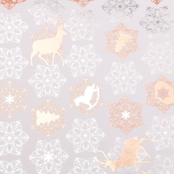 Бумага для декорирования "Новогодняя пора", металлизированная, белый, 0,7 х 10 м
