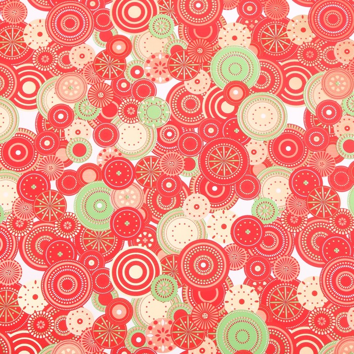 Бумага для декорирования, "Новогодний калейдоскоп", красная, 0,7 х 10 м