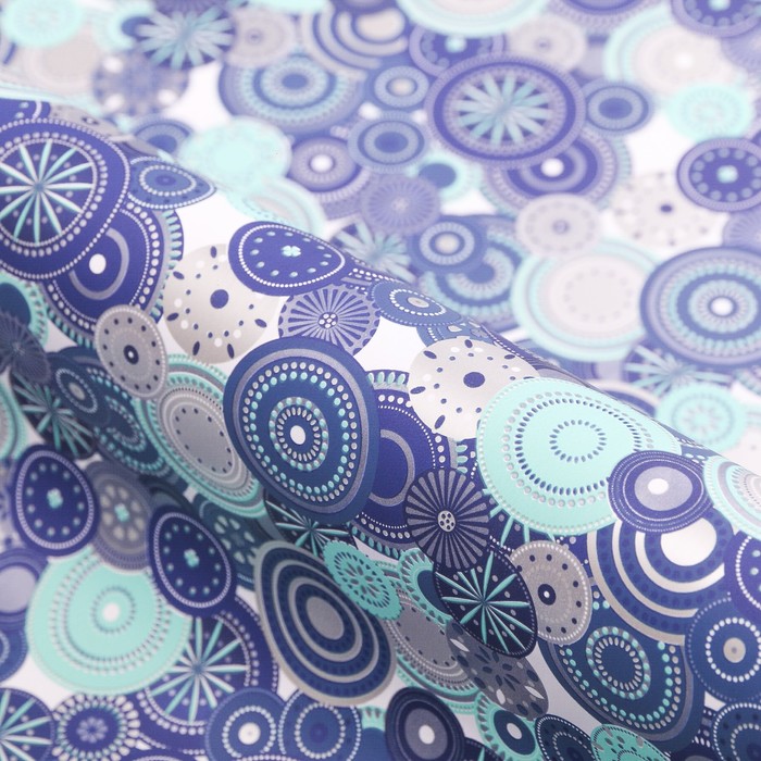 Бумага для декорирования, "Новогодний калейдоскоп", синяя, 0,7 х 10 м