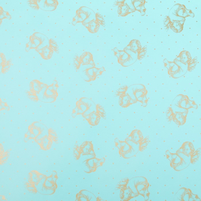 Бумага для декорирования, "Спящий ангел", бирюза, 0,7 х 10 м