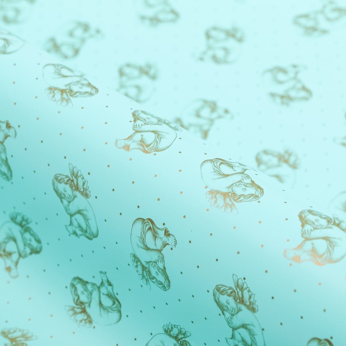 Бумага для декорирования, "Спящий ангел", бирюза, 0,7 х 10 м