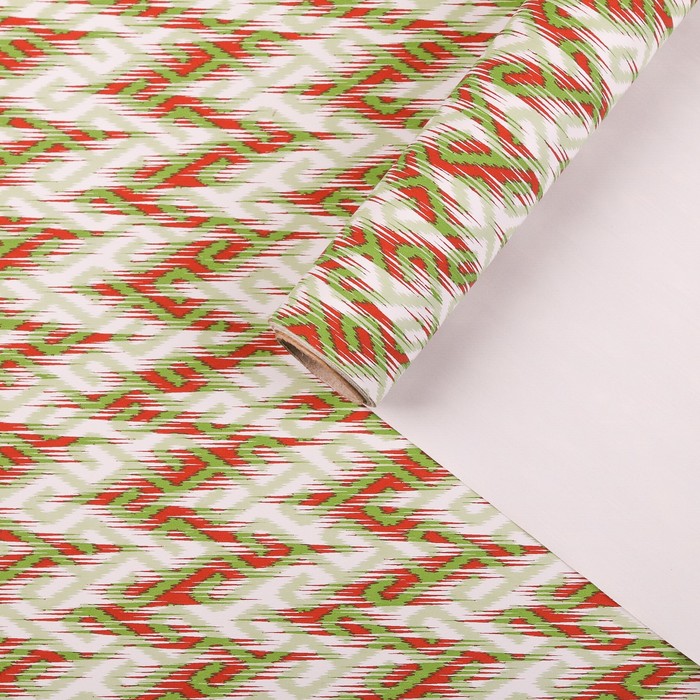 Бумага для декорирования, "Скандинавский узор", зелёный, 0,7 х 10 м