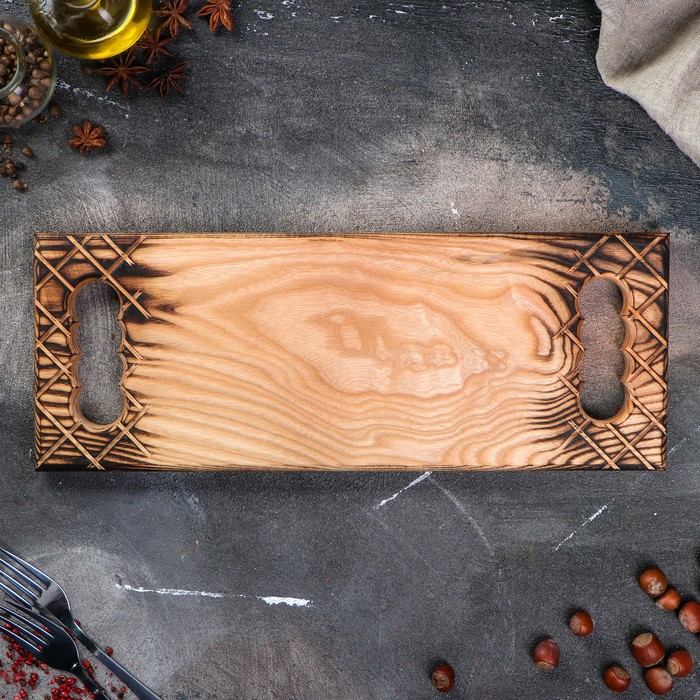 Доска авторская для подачи и нарезки №9, массив ясеня, 40х15 см