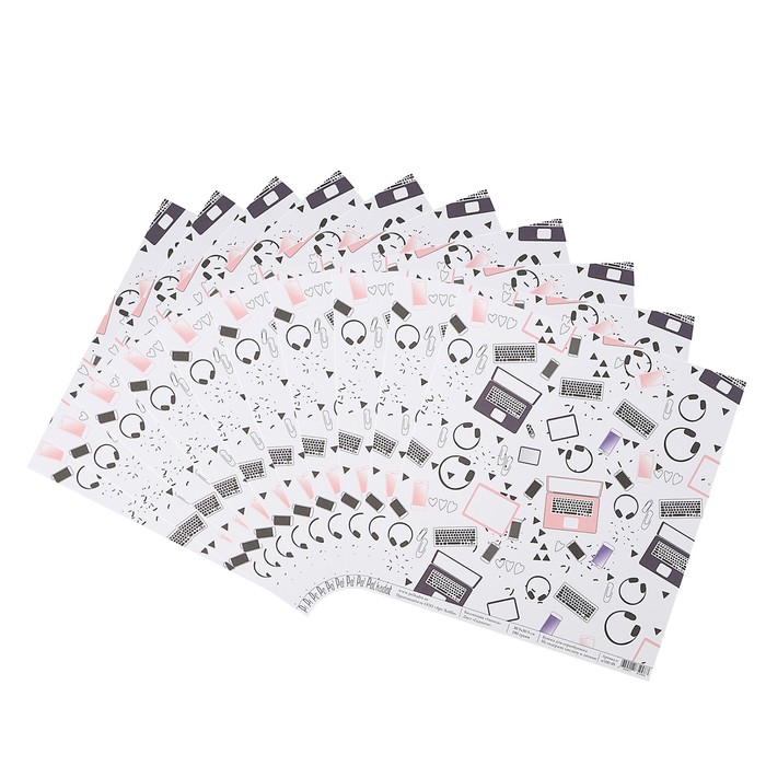 Бумага для скрапбукинга "Гаджеты "#школа" 30.5х30.5 см, 190 гр/м2