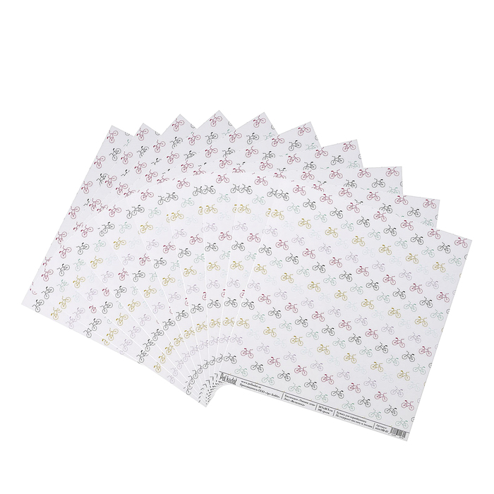 Бумага для скрапбукинга "Велосипед "Мятное лето" 30.5х30.5 см, 190 гр/м2