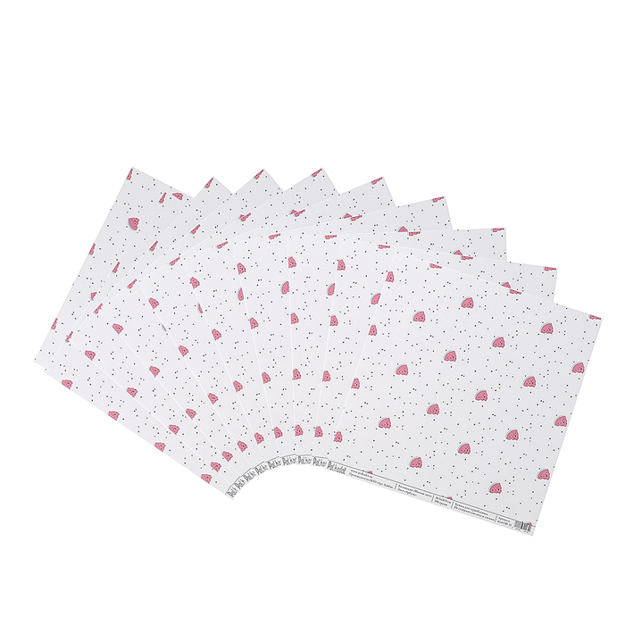 Бумага для скрапбукинга "Арбузы "Мятное лето" 30.5х30.5 см, 190 гр/м2