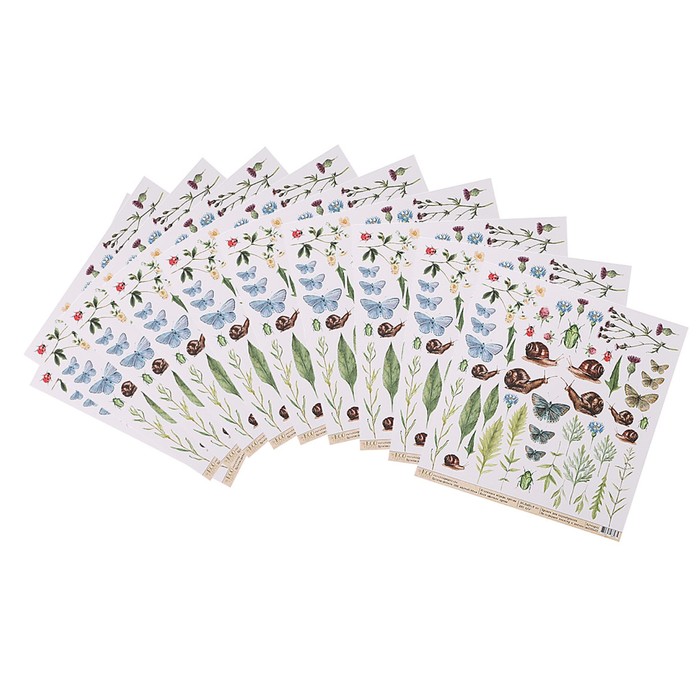 Бумага для скрапбукинга "Жители луга "Среди лугов" 30.5х30.5 см, 250 гр/м2