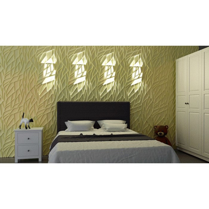 Гипсовая 3D панель со светильником Forest-Bra 700х700