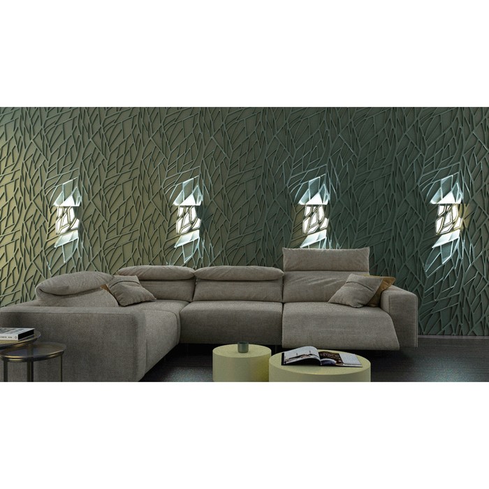 Гипсовая 3D панель со светильником Forest-Bra 700х700