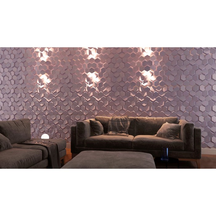 Гипсовая 3D панель со светильником Intens-Bra 700х700