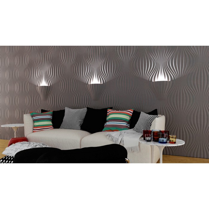 Гипсовая 3D панель со светильником Vector-Bra 700х700