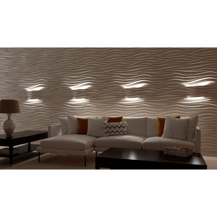 Гипсовая 3D панель со светильником Line-Bra 700х700