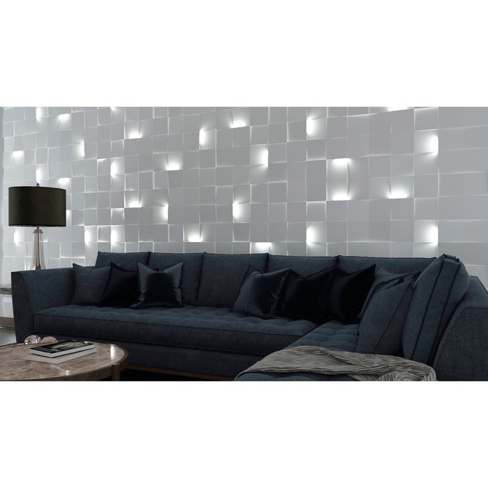 Гипсовая 3D панель со светильником Quadro-light 700х700