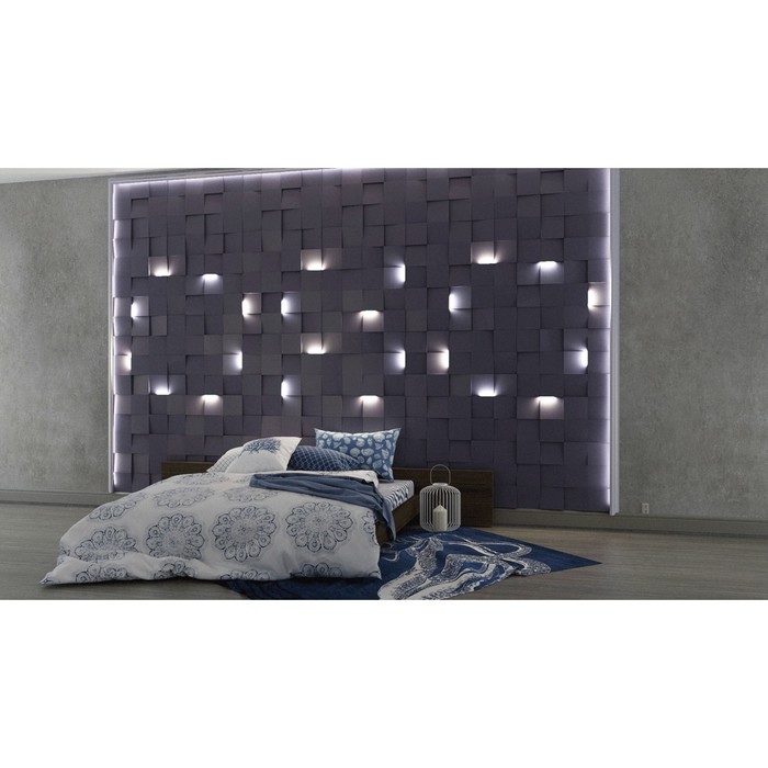 Гипсовая 3D панель со светильником Quadro-light 700х700