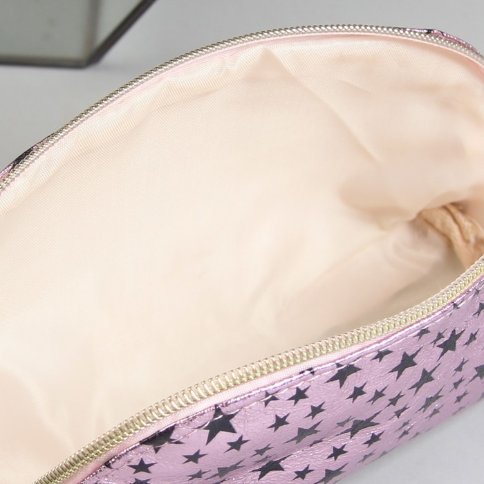 Косметичка дорожная «Звездопад», отдел на молнии, цвет розовый