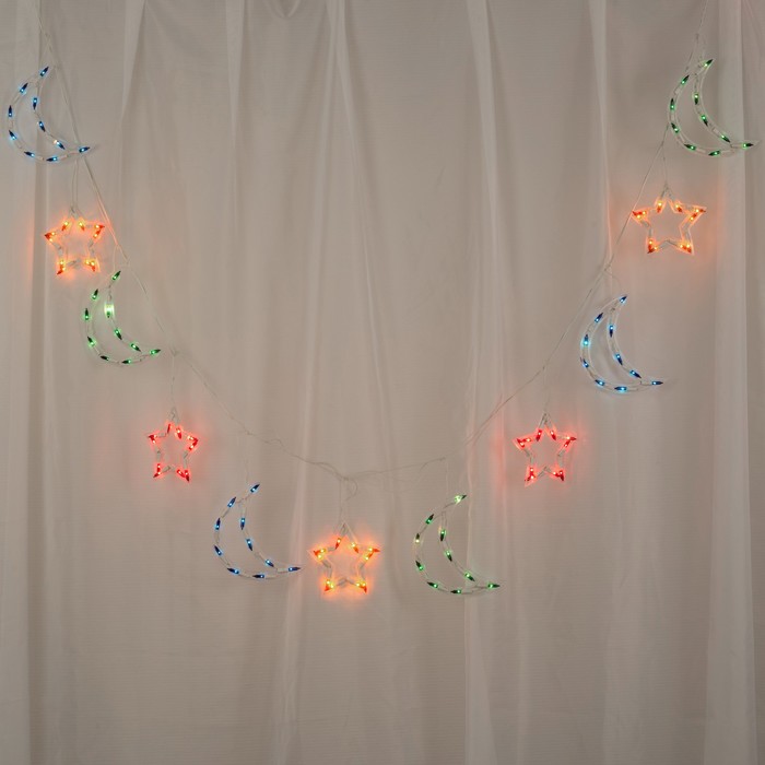 БАХРОМА, Ш:2,3м,В:0,25,"Звезда и фонарь" 12 фигур Н.Б. 120 ламп,к.8р,МУЛЬТИ