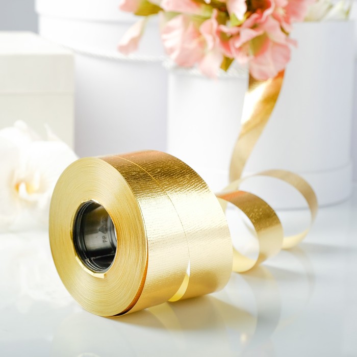 Лента декоративная, &quot;Отражение&quot;, рельефная, золотая, 30 мм х 50 м