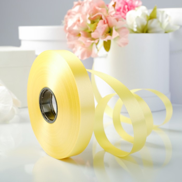 Лента декоративная "Сенсация", лимонная, 19 мм х 100 м