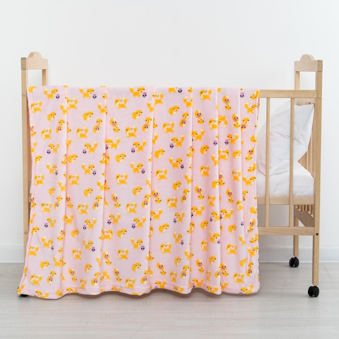 Плед "Лисята"цв.розовый 130х155 см, корал-флис, 230 г/м2, 100% пэ