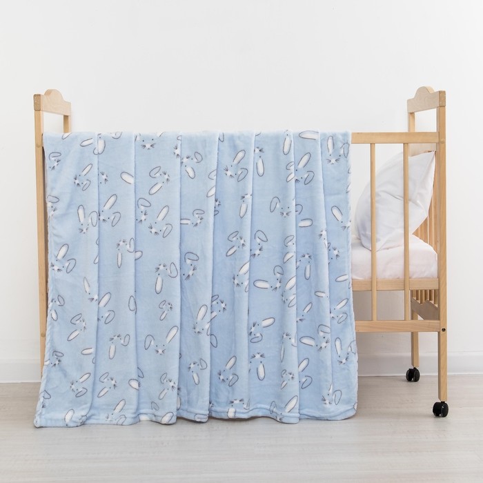 Плед "Кролик" цв.голубой 75*105 см, корал-флис, 230 г/м2, 100% пэ