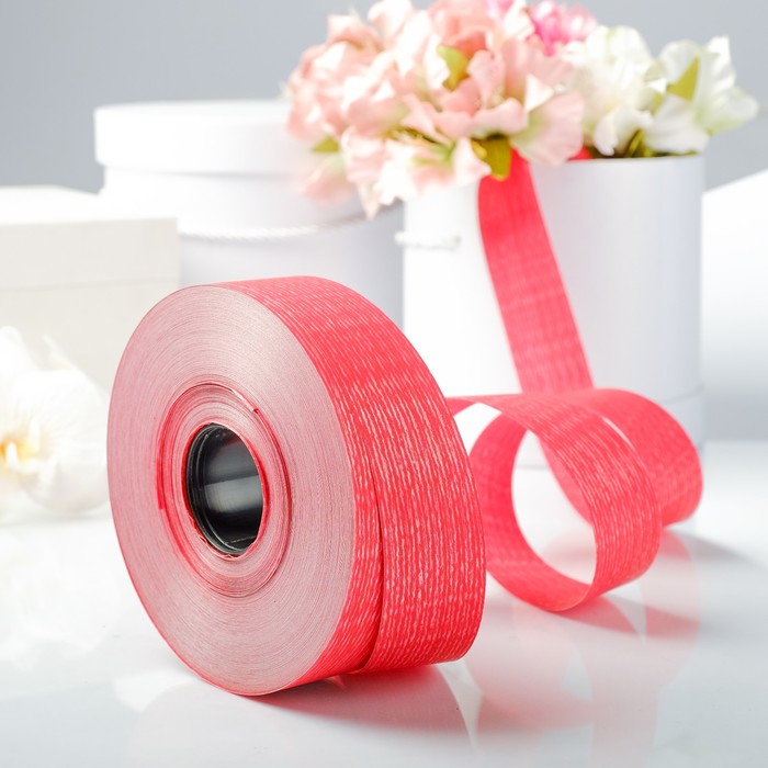 Лента декоративная, LYNN, двусторонняя, красная, 34 мм х 100 м