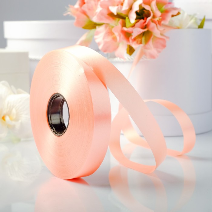Лента декоративная "Сенсация", персиковая, 19 мм х 100 м