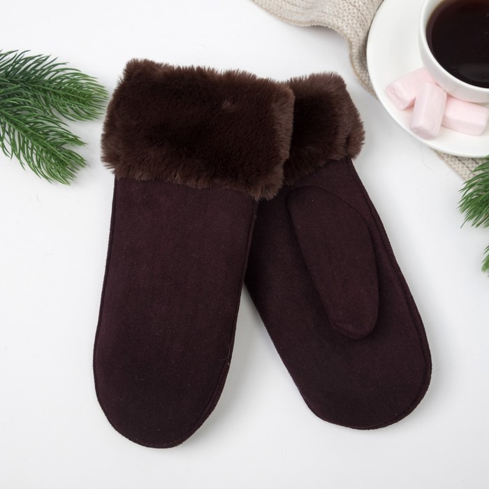 Варежки женские вж630 цвет коричневый, р-р 18-20