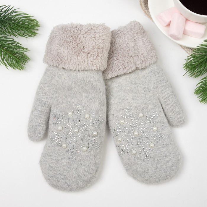 Варежки женские ВЖ633 цвет светло-серый, р-р 18-20