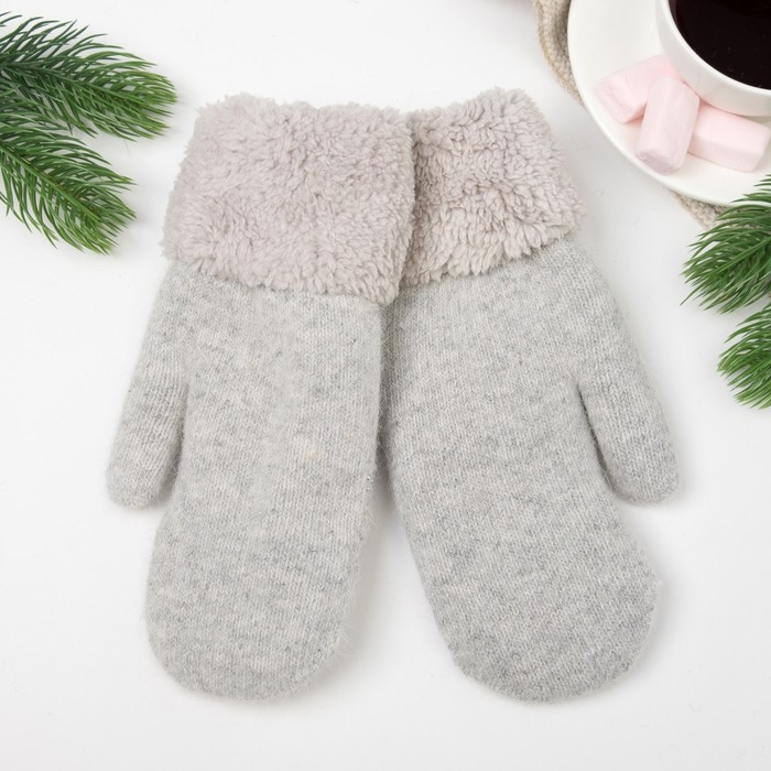 Варежки женские ВЖ633 цвет светло-серый, р-р 18-20