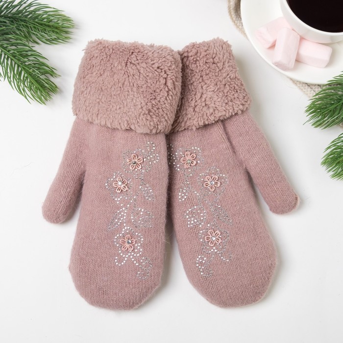 Варежки женские ВЖ635 цвет пудровый, р-р 18-20