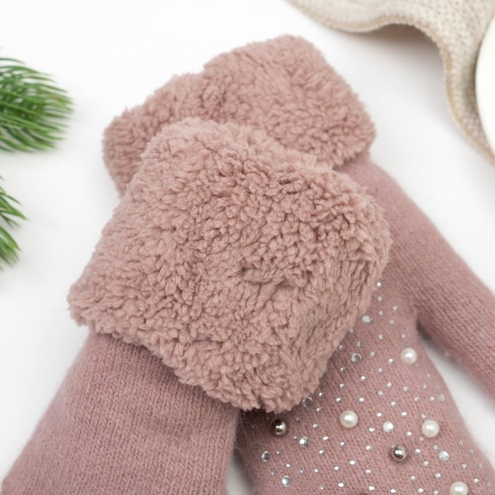 Варежки женские ВЖ635 цвет пудровый, р-р 18-20