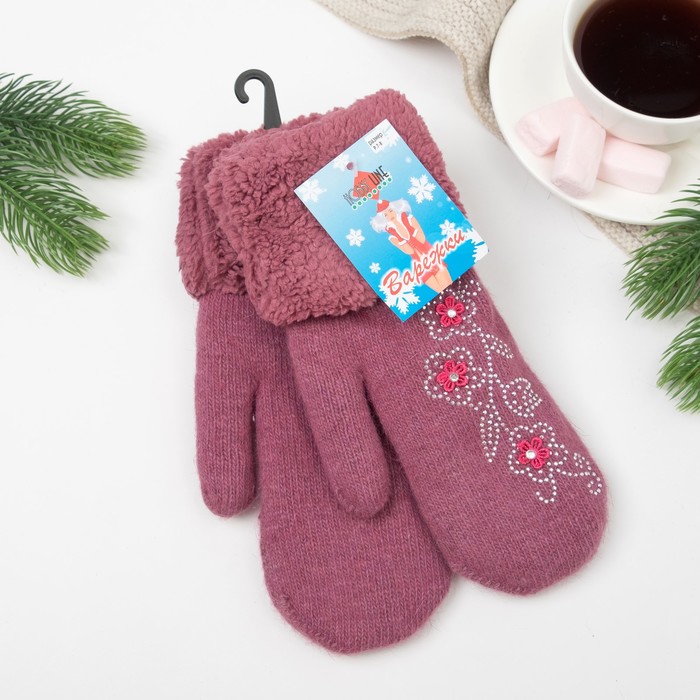 Варежки женские ВЖ635 цвет лиловый, р-р 18-20