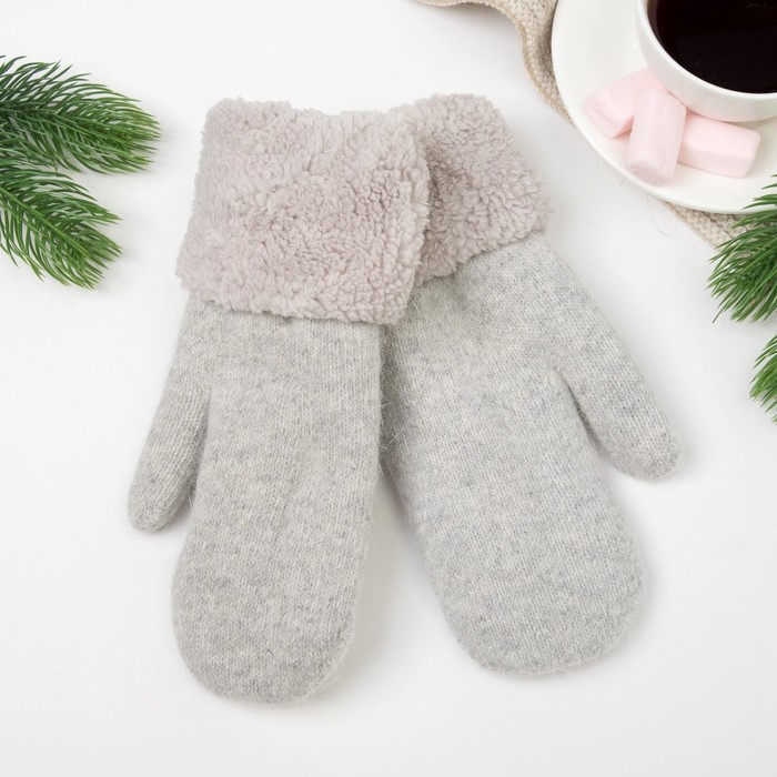 Варежки женские ВЖ635 цвет светло-серый, р-р 18-20