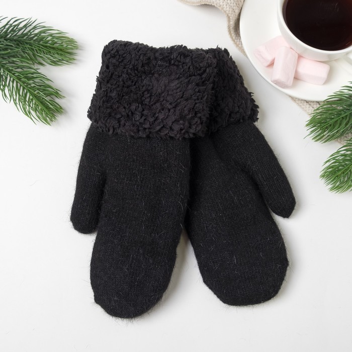 Варежки женские ВЖ635 цвет чёрный, р-р 18-20