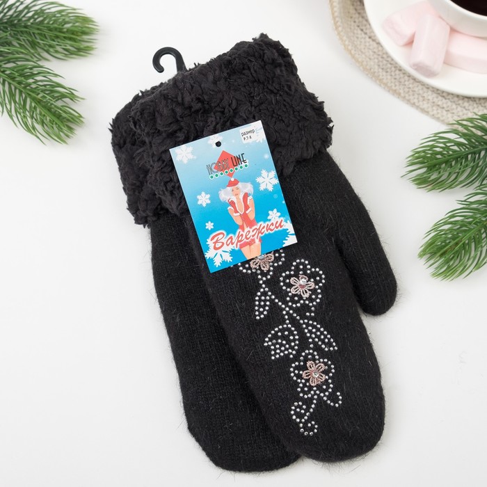 Варежки женские ВЖ635 цвет чёрный, р-р 18-20