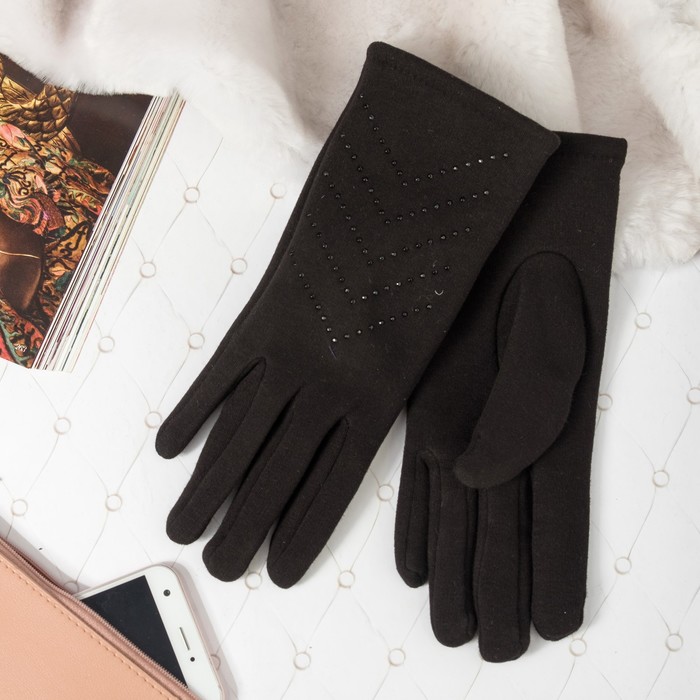 Перчатки женские ПЖБ3873 цвет чёрный, р-р 18-20