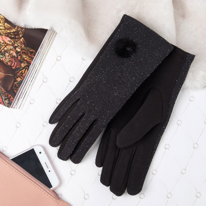 Перчатки женские пжб3884 цвет чёрный, р-р 18-20